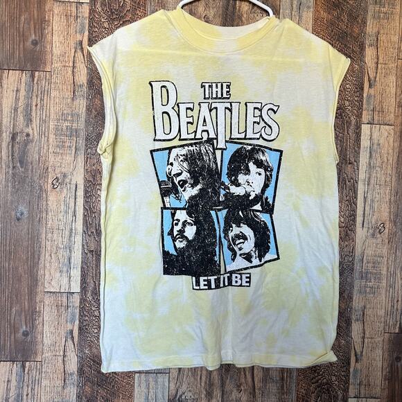 Beatles Yellow Acid Washed Let It Be Tank Top Womes Size Small - Picture 1 of 4